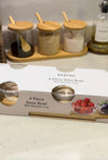 Redtag 4-Pieces Glass Bowl with Bamboo Tray