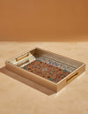Redtag - Gold Geometric Rectangle Serving Tray - Small