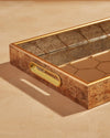 Redtag - Gold Geometric Rectangle Serving Tray - Large