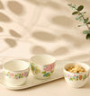 Summer Hot Flower Printed 3-Pieces Ceramic Serving Bowl Set with Tray