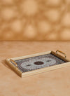 Redtag - Gold Rectangular Geometric Tray (Large)