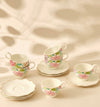 Summer Hot Flower Printed Ceramic 12-Pieces Espresso Cup and Saucer Set