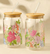 Summer Hot Flower Printed Glass Sipper - Set of 2