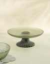 Redtag - Green Textured Glass Cake Stand - 21x21cm