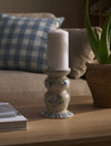 Next - White/Blue Coastal Ceramic Pillar Candle Holder