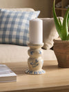 Next - White/Blue Coastal Ceramic Pillar Candle Holder