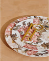 Redtag - White And Pink Floral Two Tier Cake Plate