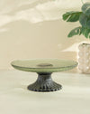 Redtag - Green Textured Glass Cake Stand - 21x21cm