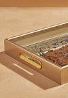 Redtag - Gold Geometric Rectangle Serving Tray - Small