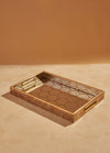 Redtag - Gold Geometric Rectangle Serving Tray - Medium
