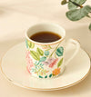 Summer Hot Flower Printed Ceramic Espresso Cup and Saucer Set