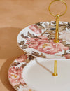Redtag - White And Pink Floral Two Tier Cake Plate
