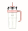 Shaha Stainless Steel Bottle with Straw, 780ml, Pink/White