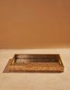 Redtag - Gold Geometric Rectangle Serving Tray - Medium