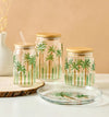 Lifestyle Palm Tree Embossed Glass Sipper with Lid - 530ml