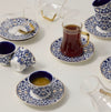 Dallaty 18-Pieces Blue and Gold Porcelain Tea and Coffee Cup Set - Serves 6
