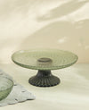 Redtag - Green Textured Glass Cake Stand - 27x27cm