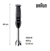 Braun Multi Quick 5, 1000W, 21 Speeds, 0.500L Chopper, 0.600L Beaker, Whisk, Masher, Splash Control, EasyClick System & BPA-
Free Beaker, MQ5237BK, Black
