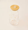 Star Print 2-Pieces Glass Tumbler with Straw Set