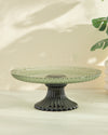 Redtag - Green Textured Glass Cake Stand - 27x27cm