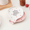 Heart-Shaped Ceramic Spoon Rest, White
