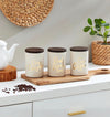 Set of 3 Tea Coffee Sugar Jars - 1000ml, White