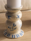 Next - White/Blue Coastal Ceramic Pillar Candle Holder