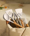 Vanilla Colored 33-Piece Heat-Resistant Silicone Spatula Kitchen Set - Fireproof Non-Stick