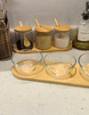 Redtag 4-Pieces Glass Bowl with Bamboo Tray