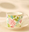 Summer Hot Flower Printed Ceramic Cup and Saucer Set
