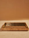 Redtag - Gold Geometric Rectangle Serving Tray - Large