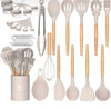 Vanilla Colored 33-Piece Heat-Resistant Silicone Spatula Kitchen Set - Fireproof Non-Stick