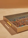 Redtag - Gold Geometric Rectangle Serving Tray - Medium