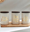 Set of 3 Tea Coffee Sugar Jars - 1000ml, White