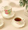 Summer Hot Flower Printed Ceramic 12-Pieces Espresso Cup and Saucer Set