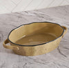 Haldor Speckled Stoneware Oval Baking Dish 30x18.3x6.2cm - Brown/Mustard