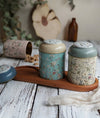 Evle Cylinder Storage Container with Wooden Stand - Set of 3 - Ö90, Botanica