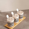 Eleni Ethnic 6-Pieces Condiment Serving Set With Wooden Tray - 210ml, Black & Beige