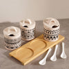 Eleni Ethnic 6-Pieces Condiment Serving Set With Wooden Tray - 210ml, Black & Beige