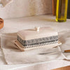Eleni Ethnic Butter Dish - 17.9x11.3x8.2cm, Black & Beige