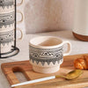 Eleni Ethnic 4-Pieces Mug Set With Stand - 300ml, Black & Beige