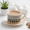 Eleni Ethnic Tea Cup & Saucer - 210ml, Black & Beige