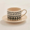 Eleni Ethnic Tea Cup & Saucer - 210ml, Black & Beige