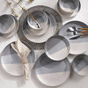 Trichromatic 12-Pieces Dinner Set - Serves 4, Cream & Grey