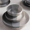 Trichromatic 12-Pieces Dinner Set - Serves 4, Cream & Grey