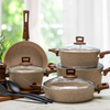 Alberto Granite 9-Pieces Cookware Set - Brownstone