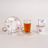 Dallaty 18-Pieces Tea and Coffee Cups Set, White/Pink