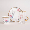 Dallaty 18-Pieces Tea and Coffee Cups Set, White/Pink