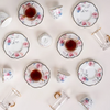 Dallaty 18-Pieces Tea and Coffee Cups Set, White/Pink