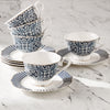 Zahri 12-Pieces Porcelain Cup and Saucer Set - 200 ml, Serves 6